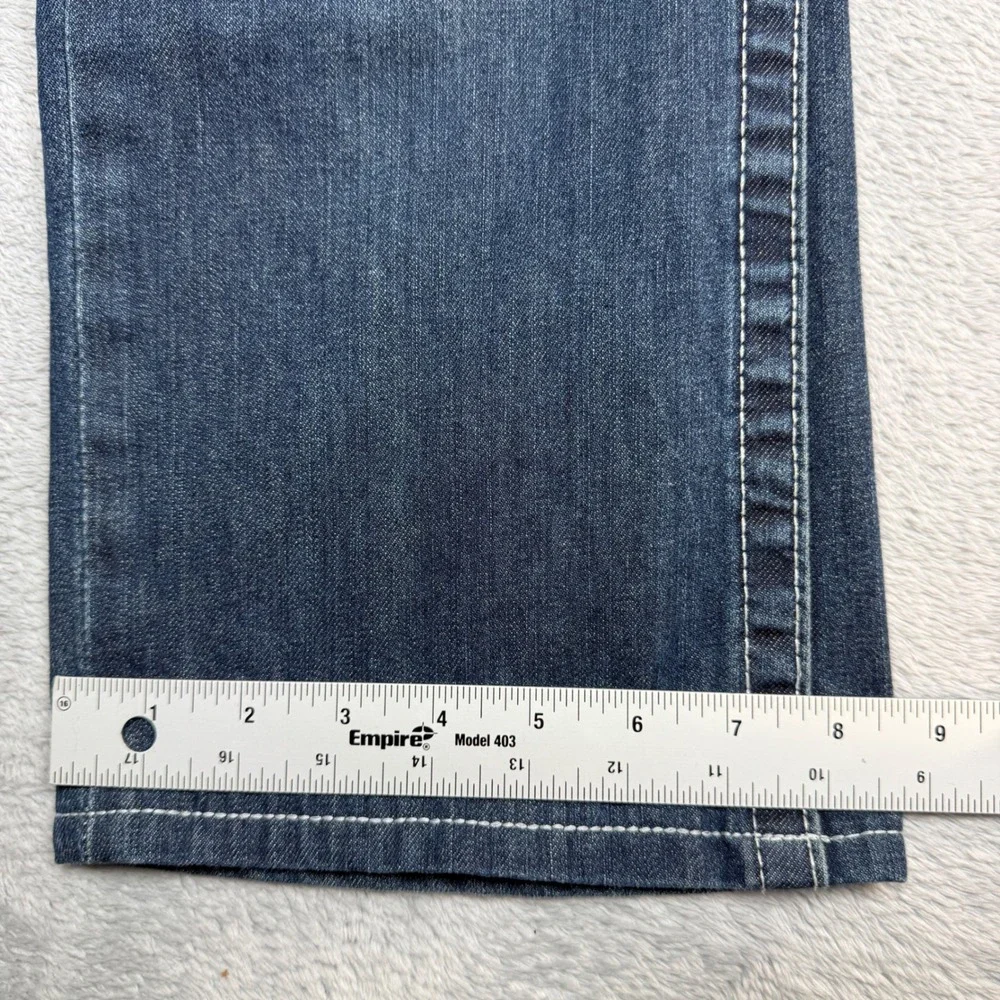 True Religion Ricky Jeans Men 34 (Fits 36x28) Blue Faded Whiskered Straight